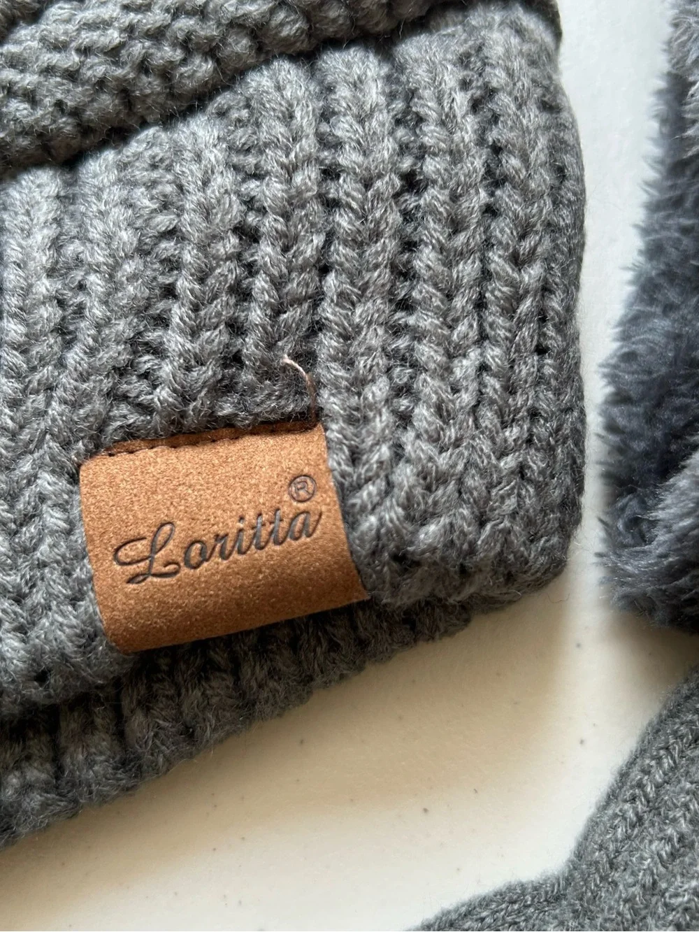 Loritta Gray Winter Beanie Neck Warmer Gloves Set Women's Soft Knit Gift Set